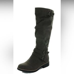 Sun + Stone Womens Brinley Faux Leather Tall Knee-High Boots Shoes Charcoal Grey